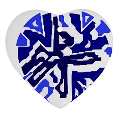 Deep Blue Abstraction Heart Ornament (2 Sides) by Valentinaart