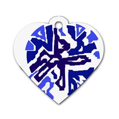 Deep Blue Abstraction Dog Tag Heart (two Sides) by Valentinaart