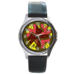 Abstraction Round Metal Watch by Valentinaart