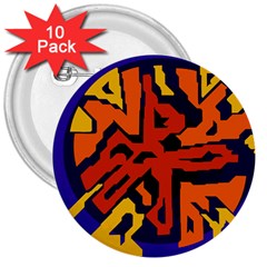 Orange Ball 3  Buttons (10 Pack)  by Valentinaart