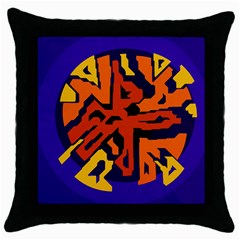 Orange Ball Throw Pillow Case (black) by Valentinaart