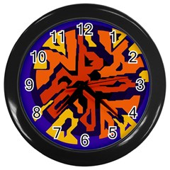 Orange Ball Wall Clocks (black) by Valentinaart