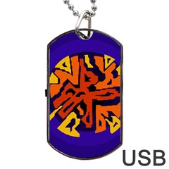 Orange Ball Dog Tag Usb Flash (one Side) by Valentinaart