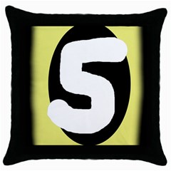 Number Five Throw Pillow Case (black) by Valentinaart