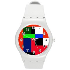 Colorful Abstraction Round Plastic Sport Watch (m) by Valentinaart