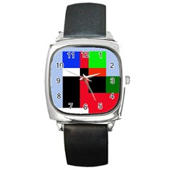 Colorful Abstraction Square Metal Watch