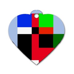 Colorful Abstraction Dog Tag Heart (two Sides) by Valentinaart