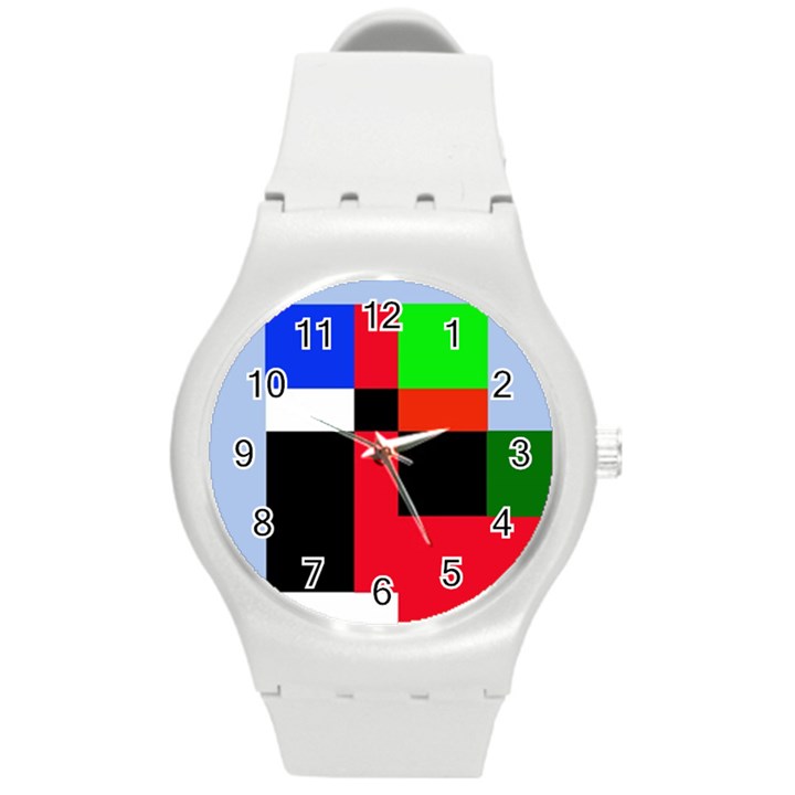 Colorful abstraction Round Plastic Sport Watch (M)