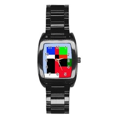 Colorful Abstraction Stainless Steel Barrel Watch by Valentinaart