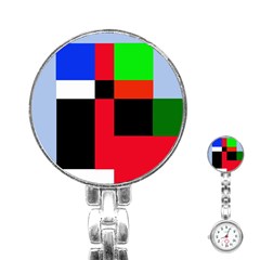 Colorful Abstraction Stainless Steel Nurses Watch by Valentinaart