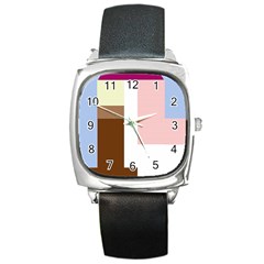 Colorful Abstraction Square Metal Watch