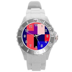 Colorful abstraction Round Plastic Sport Watch (L)