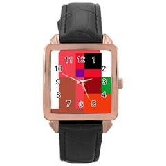 Colorful Abstraction Rose Gold Leather Watch  by Valentinaart