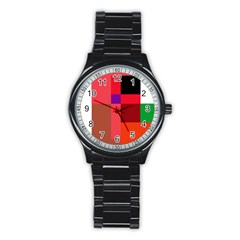 Colorful Abstraction Stainless Steel Round Watch by Valentinaart