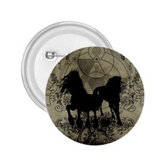 Wonderful Black Horses, With Floral Elements, Silhouette 2 25  Buttons by FantasyWorld7