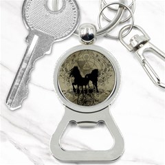 Wonderful Black Horses, With Floral Elements, Silhouette Bottle Opener Key Chains by FantasyWorld7