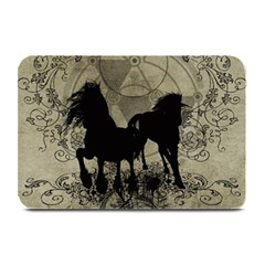 Wonderful Black Horses, With Floral Elements, Silhouette Plate Mats by FantasyWorld7