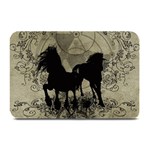 Wonderful Black Horses, With Floral Elements, Silhouette Plate Mats 18 x12  Plate Mat