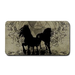 Wonderful Black Horses, With Floral Elements, Silhouette Medium Bar Mats by FantasyWorld7