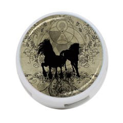 Wonderful Black Horses, With Floral Elements, Silhouette 4-port Usb Hub (two Sides)  by FantasyWorld7