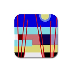 Abstract Landscape Rubber Square Coaster (4 Pack)  by Valentinaart