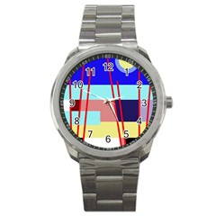 Abstract Landscape Sport Metal Watch by Valentinaart