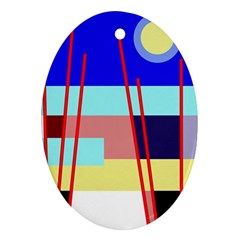 Abstract Landscape Oval Ornament (two Sides)