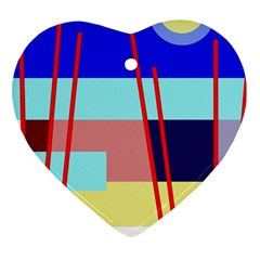 Abstract Landscape Heart Ornament (2 Sides) by Valentinaart