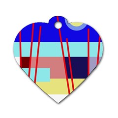 Abstract Landscape Dog Tag Heart (two Sides) by Valentinaart