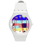 Abstract landscape Round Plastic Sport Watch (M) Front