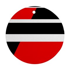 Red, White And Black Abstraction Ornament (round)  by Valentinaart