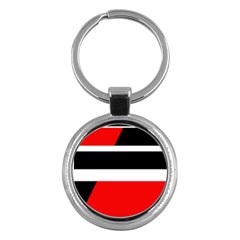 Red, White And Black Abstraction Key Chains (round)  by Valentinaart