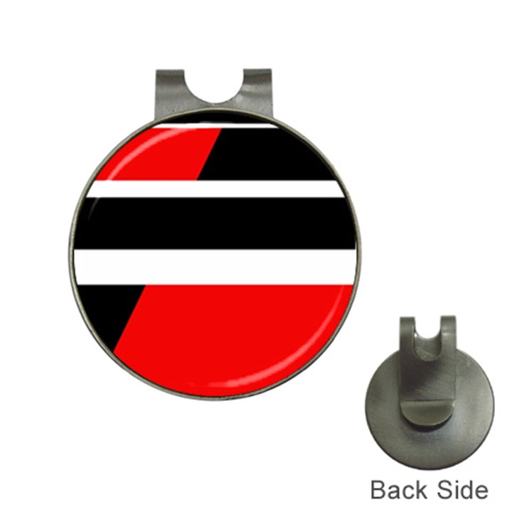 Red, white and black abstraction Hat Clips with Golf Markers