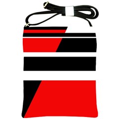 Red, White And Black Abstraction Shoulder Sling Bags by Valentinaart