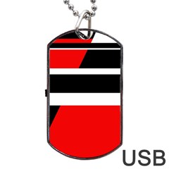 Red, White And Black Abstraction Dog Tag Usb Flash (one Side) by Valentinaart