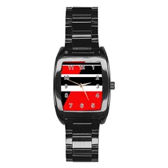 Red, White And Black Abstraction Stainless Steel Barrel Watch by Valentinaart