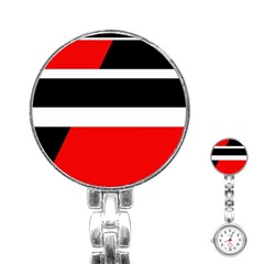 Red, White And Black Abstraction Stainless Steel Nurses Watch by Valentinaart