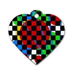 Colorful Abstraction Dog Tag Heart (one Side) by Valentinaart