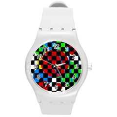 Colorful Abstraction Round Plastic Sport Watch (m) by Valentinaart