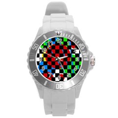 Colorful Abstraction Round Plastic Sport Watch (l) by Valentinaart