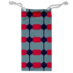 Red Blue Shapes Pattern                                                                                     Jewelry Bag by LalyLauraFLM