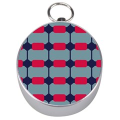 Red Blue Shapes Pattern                                                                                     Silver Compass by LalyLauraFLM