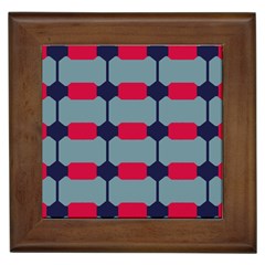 Red Blue Shapes Pattern                                                                                     			framed Tile by LalyLauraFLM