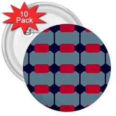 Red Blue Shapes Pattern                                                                                     			3  Button (10 Pack) by LalyLauraFLM