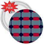 Red blue shapes pattern                                                                                     			3  Button (10 pack) Front