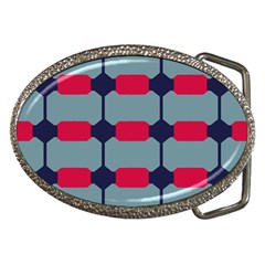 Red Blue Shapes Pattern                                                                                     			belt Buckle by LalyLauraFLM