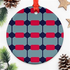 Red Blue Shapes Pattern                                                                                     			ornament (round) by LalyLauraFLM