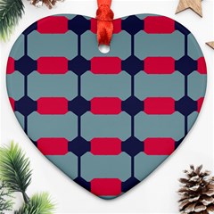 Red Blue Shapes Pattern                                                                                     			ornament (heart) by LalyLauraFLM