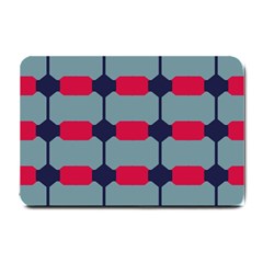 Red Blue Shapes Pattern                                                                                     			small Doormat by LalyLauraFLM