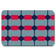 Red Blue Shapes Pattern                                                                                     			large Doormat by LalyLauraFLM